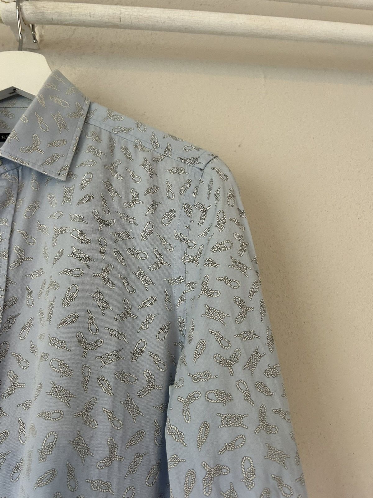 Gucci Gucci Light Blue Bee Embroidered Shirt - Size 38 Size US S / EU 44-46 / 1 - 7 Thumbnail