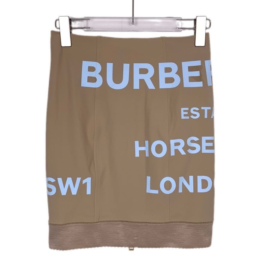 Burberry Burberry Logo Print Stretch Tan Nylon Short Skirt - Size 38 Size 38" / US 16 / IT 52 - 1 Thumbnail