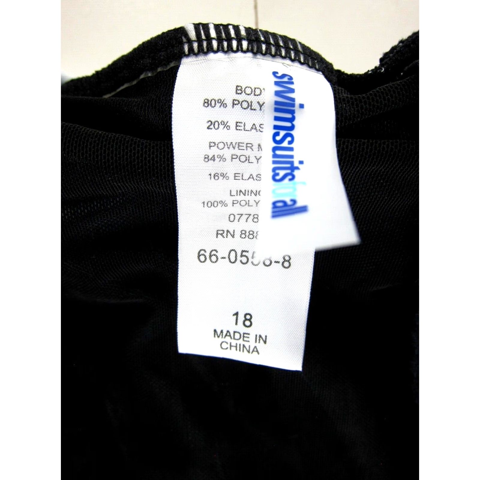 Vintage NWT SwimsuitsForAll Black White Swirl Ruched Slimming One Piece Swimsuit 18 Size ONE SIZE - 3 Thumbnail