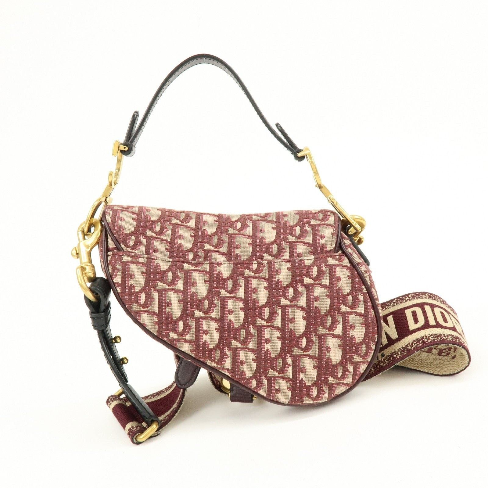 Christian Dior Monsieur Christian Dior Oblique Saddle Bag Canvas Shoulder Burgundy Size ONE SIZE - 2 Thumbnail