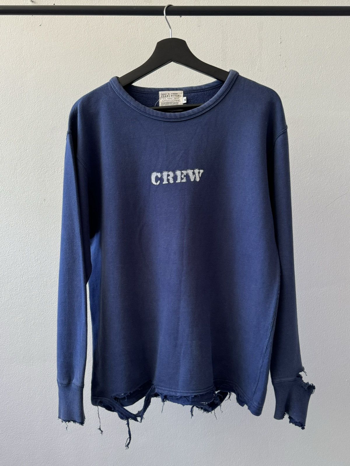 Distressed “Crew” Army Pearl Diver Perfect Sweatshirt