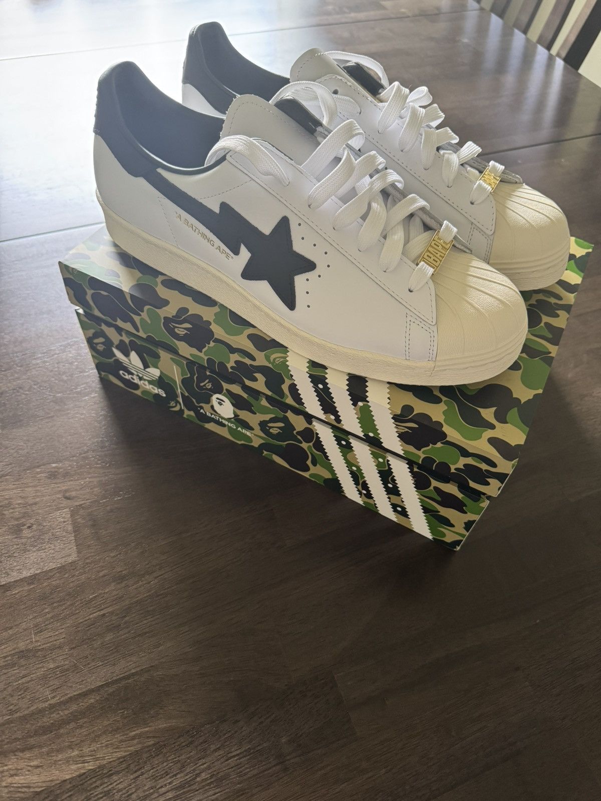 Adidas × Bape Bape x adidas Superstar80s White Black Size US 11 / EU 44 - 2 Thumbnail