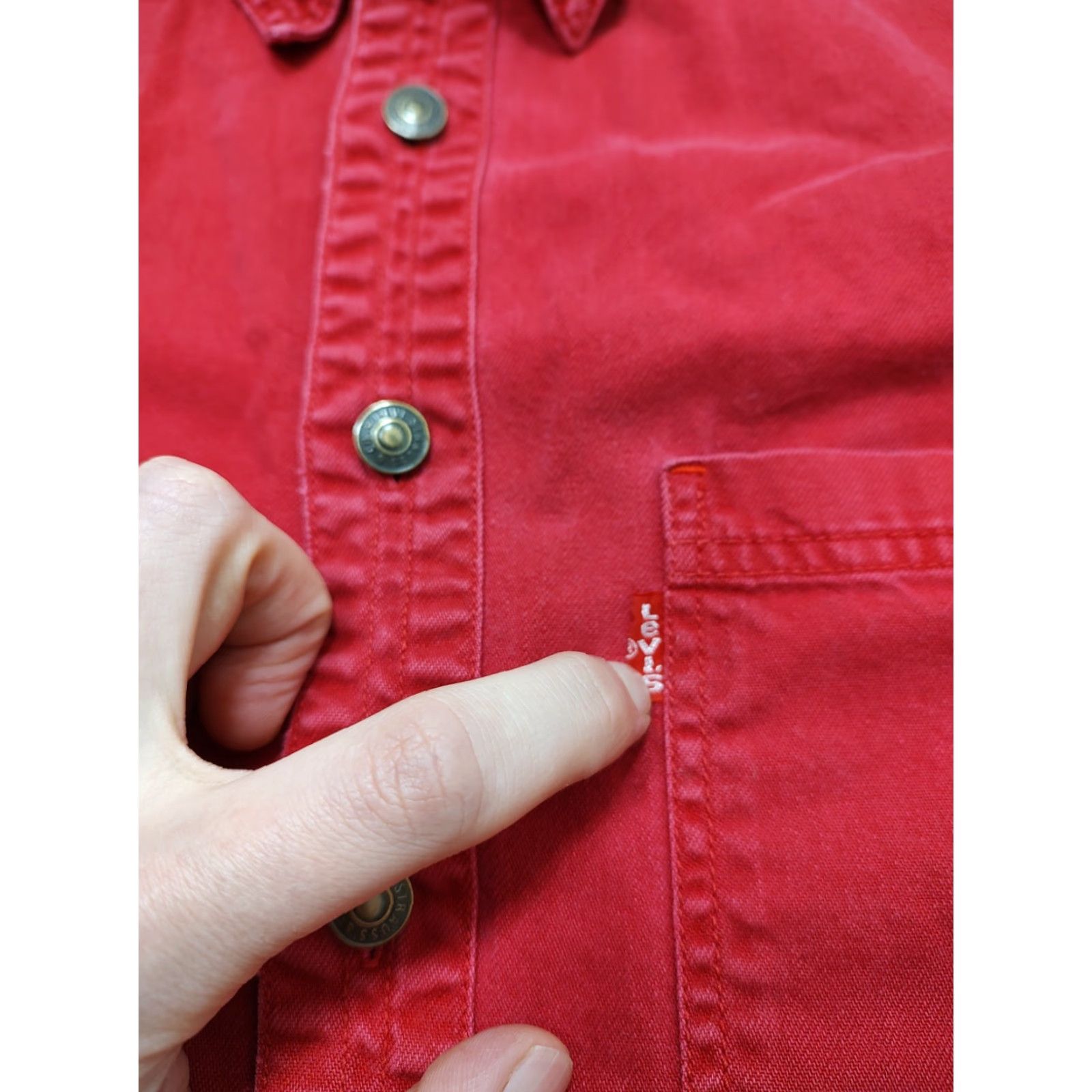 Levi's VINTAGE Levi's Button-Up Shirt Mens Large Red Heavy Canvas Long Sleeve Size US M / EU 48-50 / 2 - 4 Thumbnail
