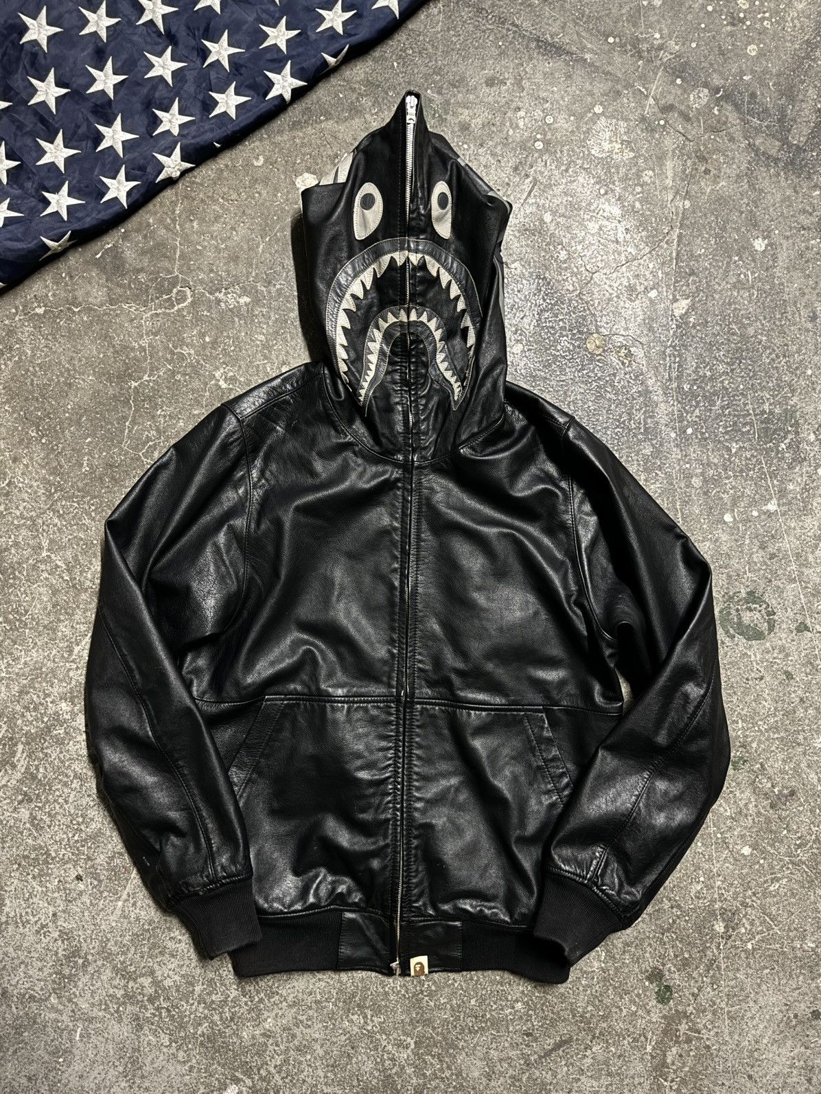 Men s Bape Leather Jackets Grailed