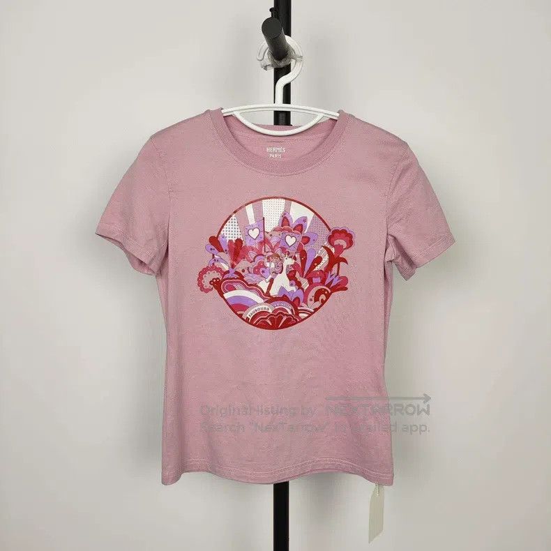 Hermes Hermes Cotton T-Shirt Pink Size XXS / US 00 / IT 34 - 1 Thumbnail