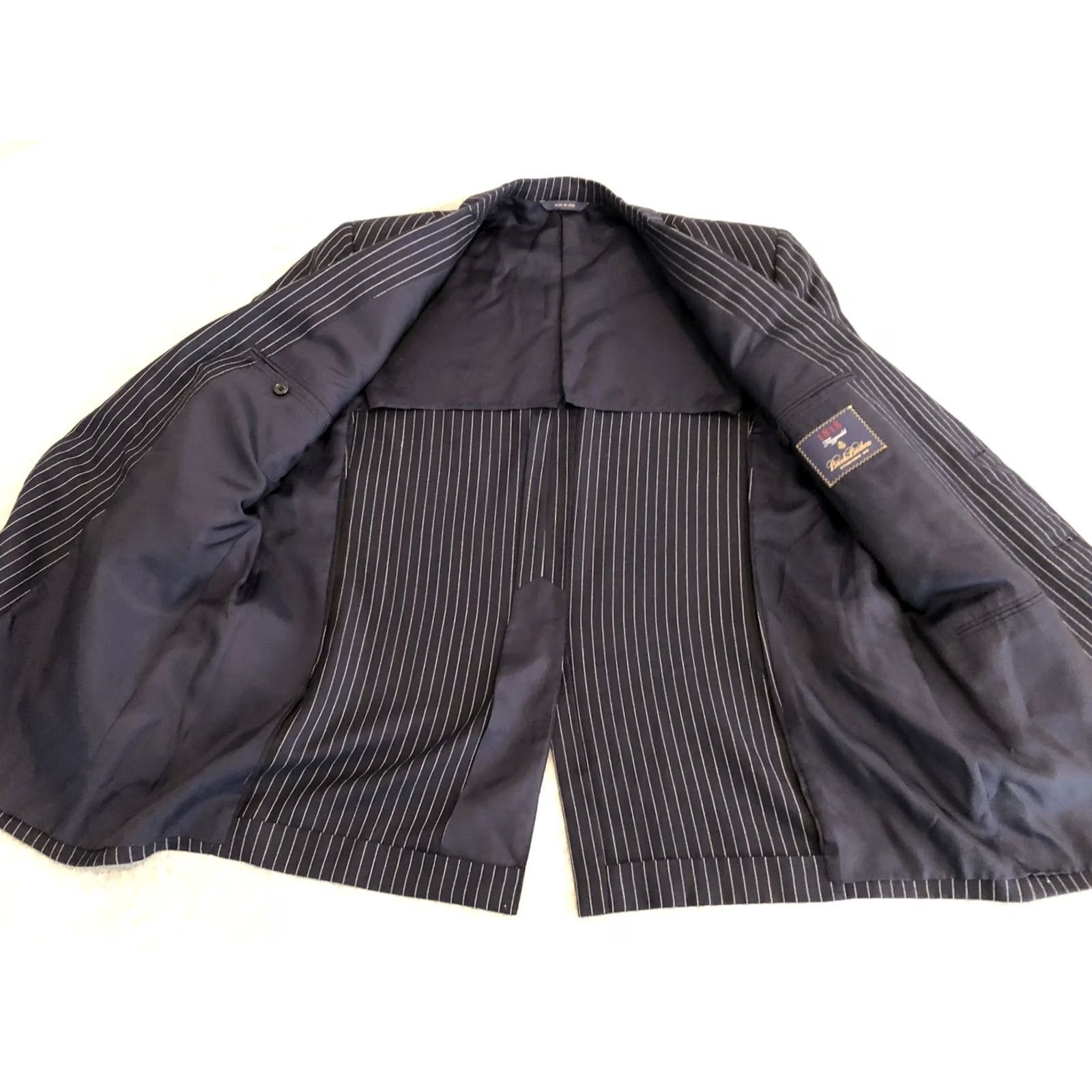 Brooks Brothers Brooks Brothers 1818 Fitzgerald Cashmere Silk Blue Striped Jacket Blazer 46R Men Sport Coat Regular Two Button Size 46R - 2 Thumbnail