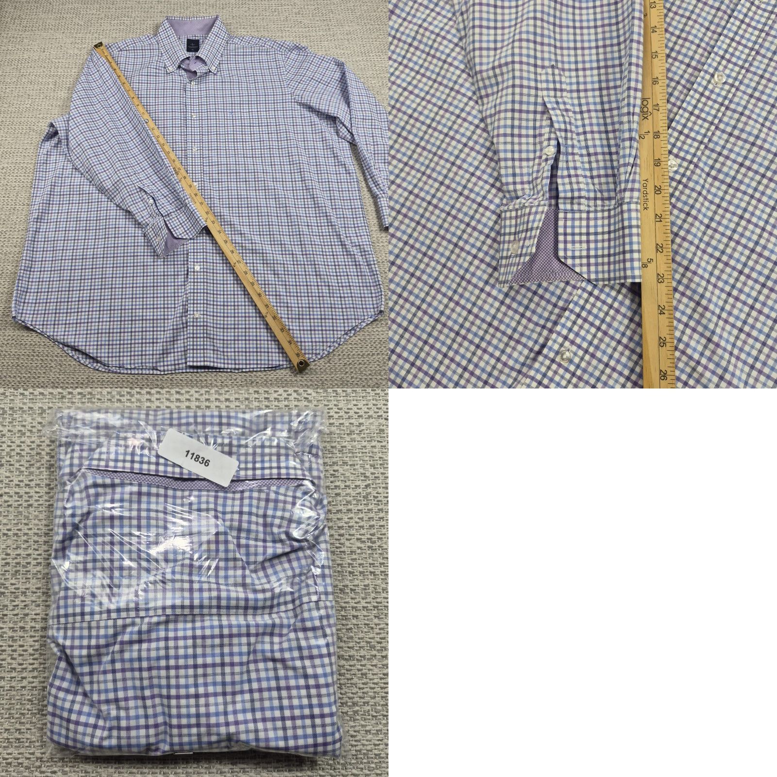 Tailorbyrd Tailorbyrd Shirt Mens 2XL Button Up Blue Purple Check Long Sleeve Casual Dress Size US XXL / EU 58 / 5 - 9 Thumbnail