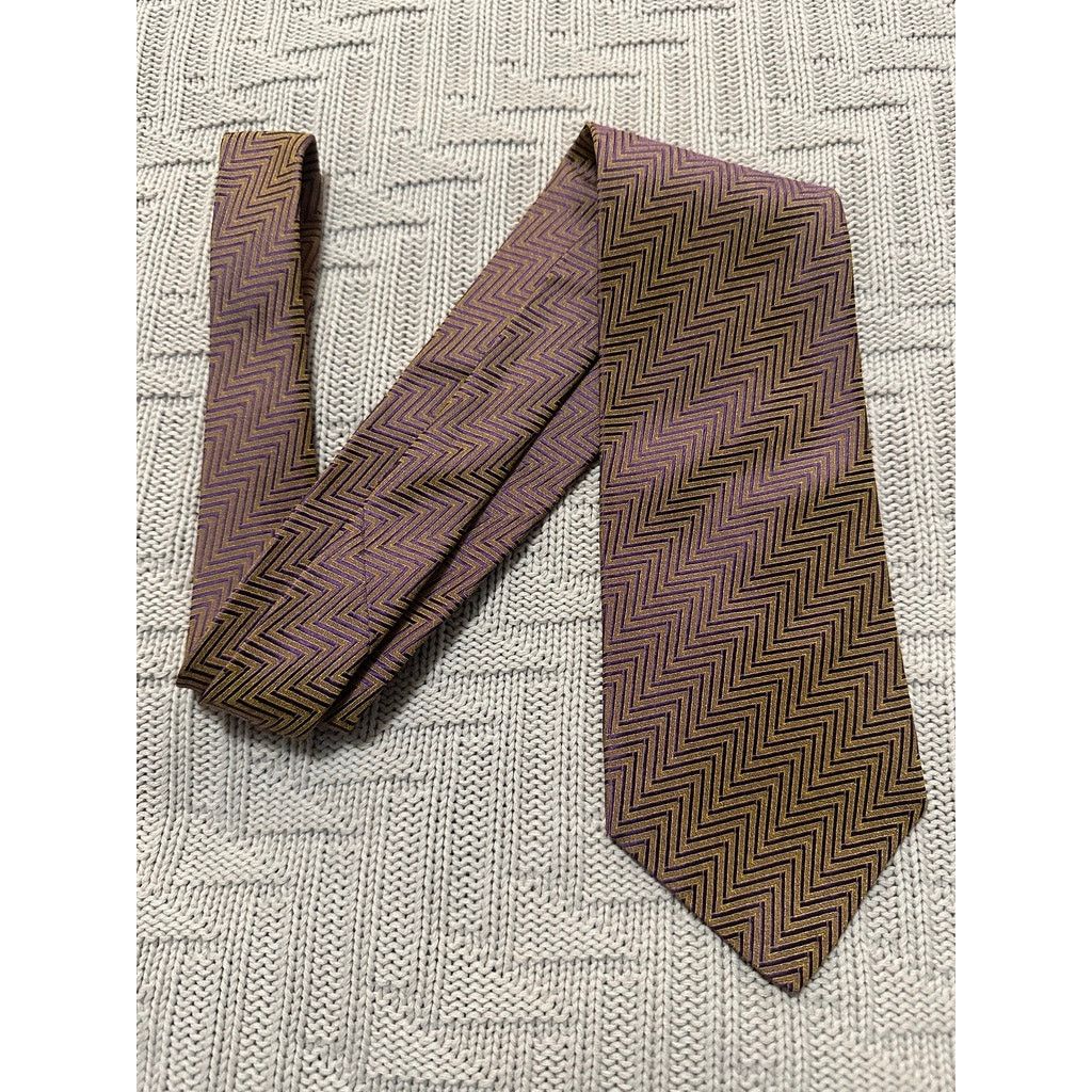 Lord & Taylor Lord and Taylor bronze metallic chevron silk tie Size ONE SIZE - 1 Thumbnail