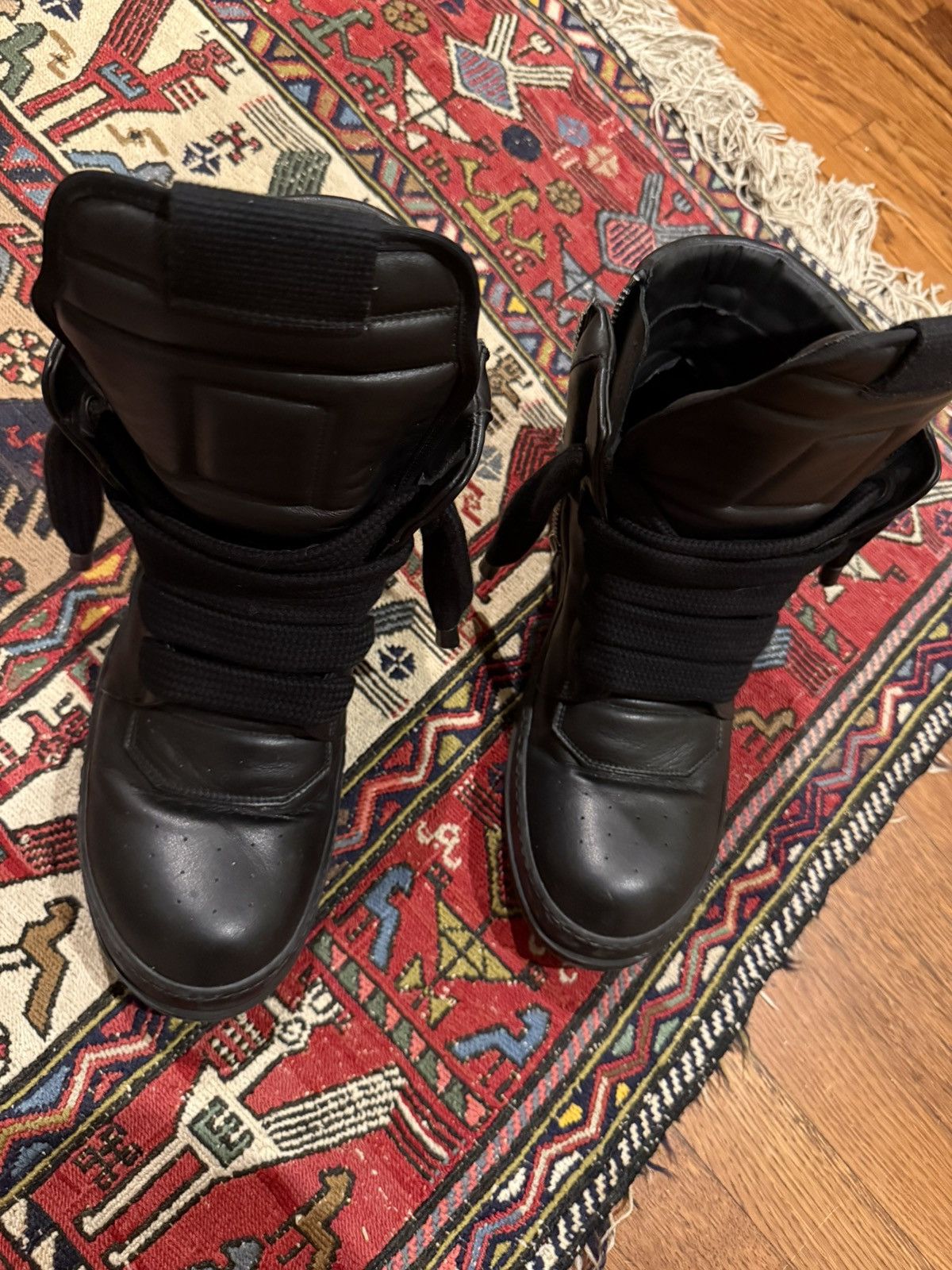Rick Owens Rick owens SS25 jumbo lace triple black geo basket Size US 12 / EU 45 - 3 Thumbnail