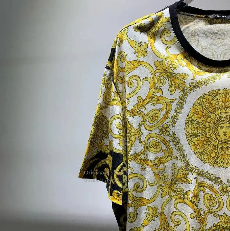 Versace Versace Men's White Cotton T-Shirt with Gold Design . Size US XXL / EU 58 / 5 - 7 Thumbnail