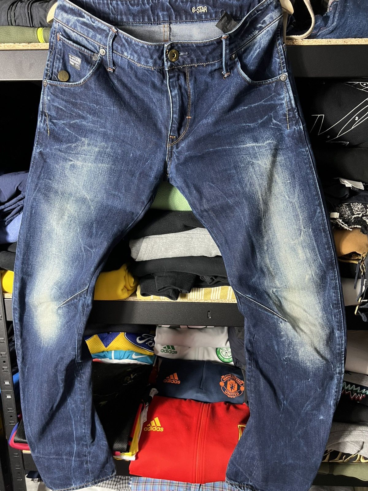 G-Star G-Star Raw ARC 3D Slim Fit Jeans Distressed Blue Denim Size US 32 / EU 48 - 9 Thumbnail