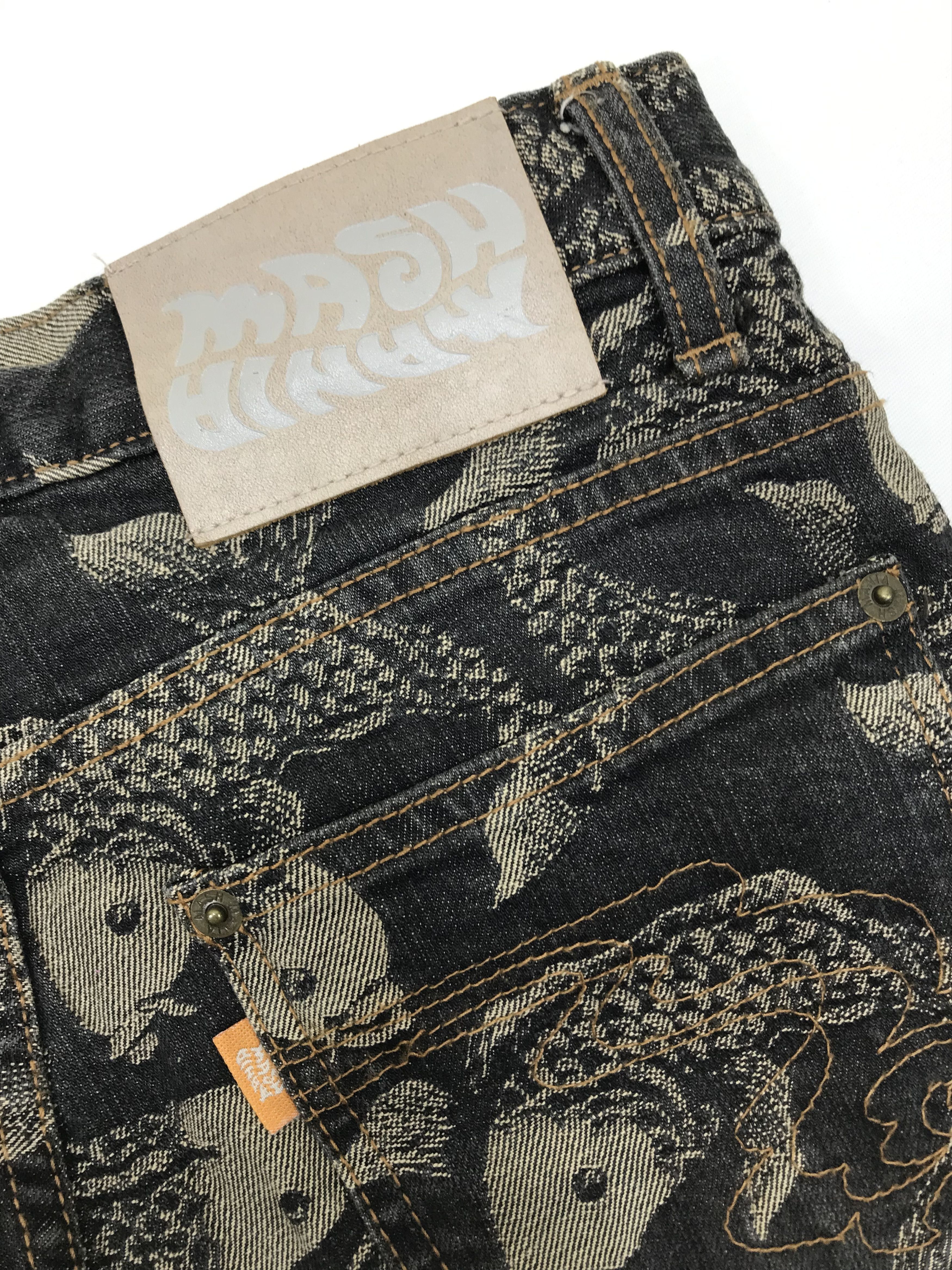 If Six Was Nine Vintage Japanese Art Embroidered Koi Fish Flare Jeans Size US 29 - 16 Thumbnail
