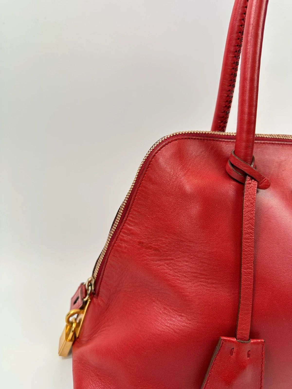 Prada Prada Milano Red Leather Handbag Gold Hardware Size ONE SIZE - 4 Thumbnail