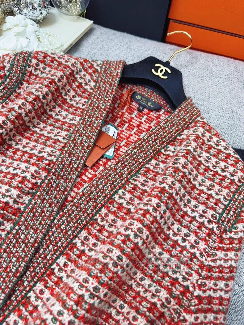 Loro Piana Loro Piana Red Mixed Color Jacquard Knit Cashmere Cardigan Size XS / US 0-2 / IT 36-38 - 4 Thumbnail