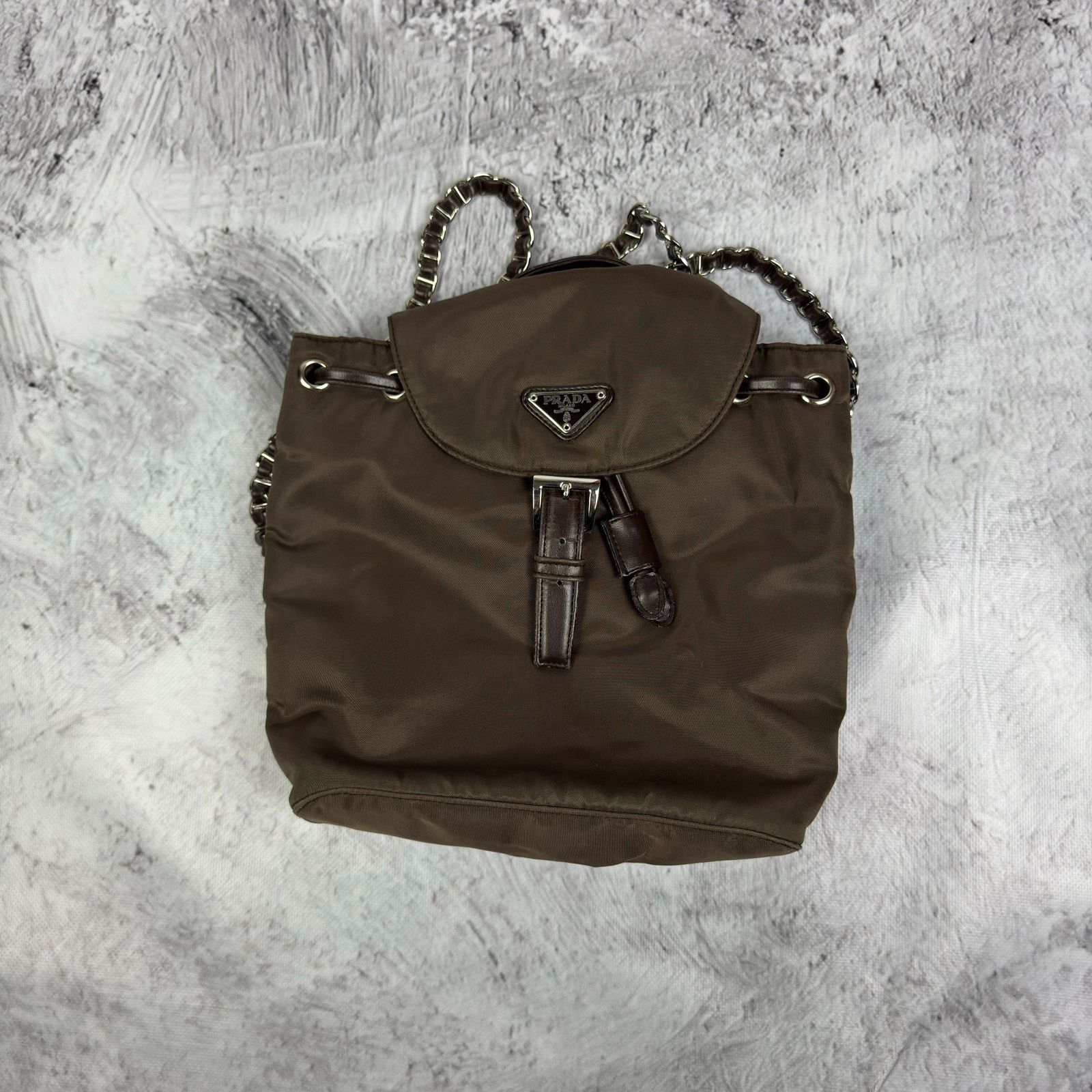 Prada Prada Milano Small Re-Nylon Womens Brown Logo Patch Backpack Size ONE SIZE - 3 Thumbnail