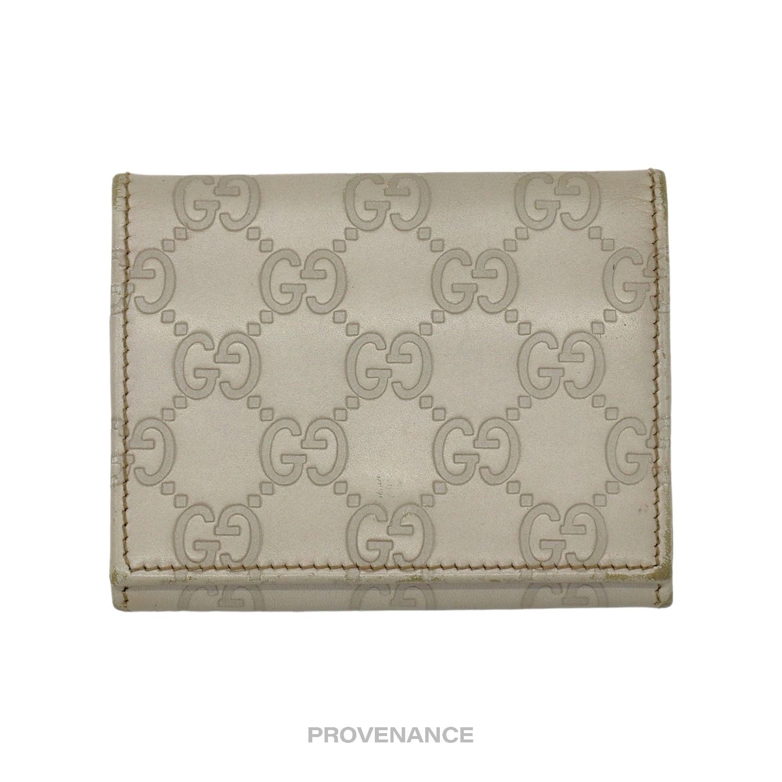 Gucci 🔴 Gucci Snap Card Wallet - Ivory GG Guccissima Leather Size ONE SIZE - 1 Thumbnail