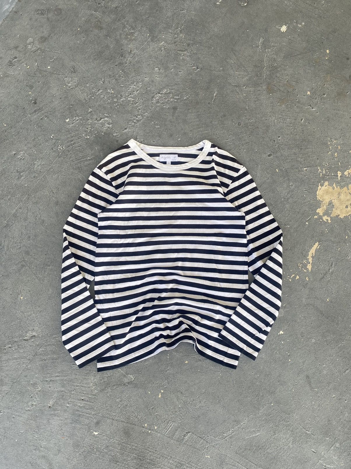 Designer × Japanese Brand × agnes b. Vintage Agnes B Stripes Ls Shirt Size S / US 4 / IT 40 - 2 Thumbnail