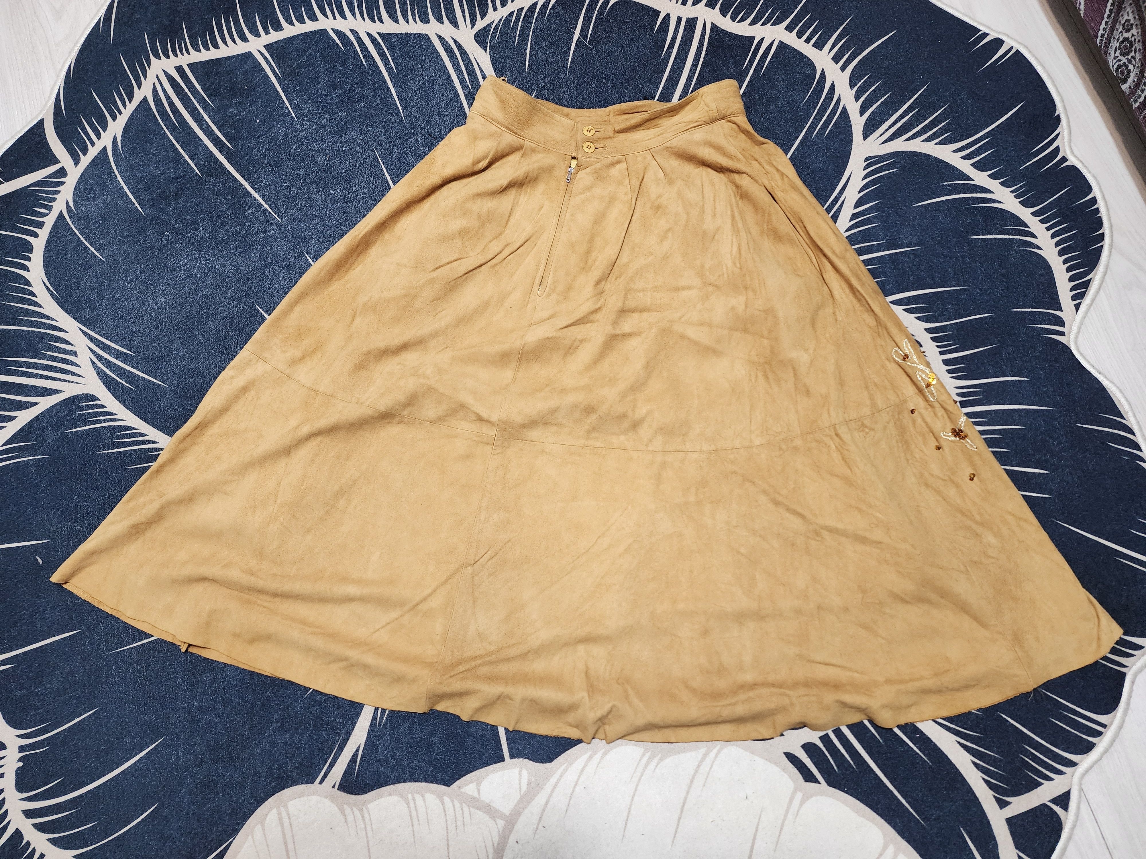 Other Brown Flared Leather Skirt with Pockets. Size 28" / US 6 / IT 42 - 8 Thumbnail