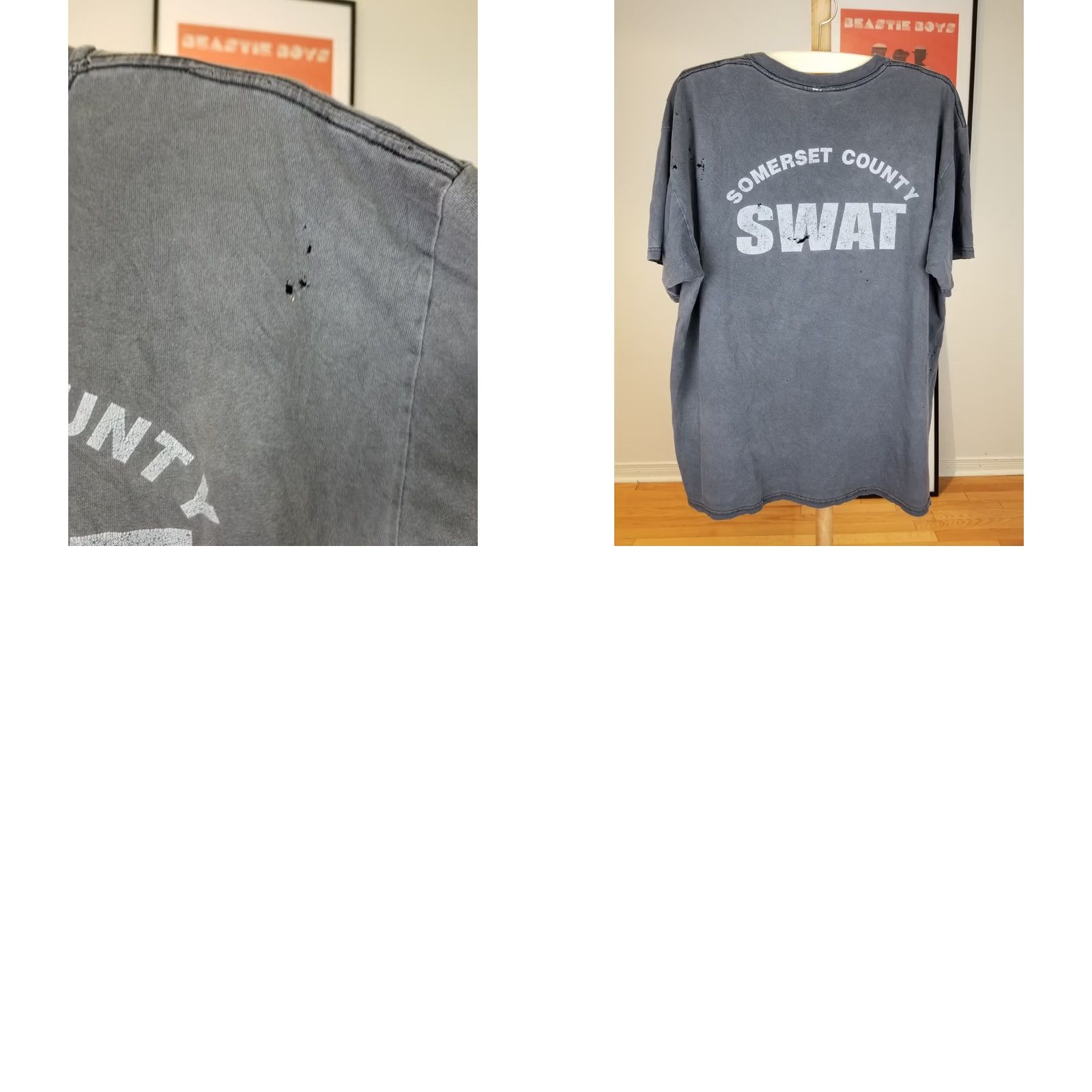 Gildan VINTAGE 90' SWAT TEAM COMERSET COUNTY T-SHIRT FADED TRASHED DISTRESSED XLARGE Mens Size US XL / EU 56 / 4 - 9 Thumbnail