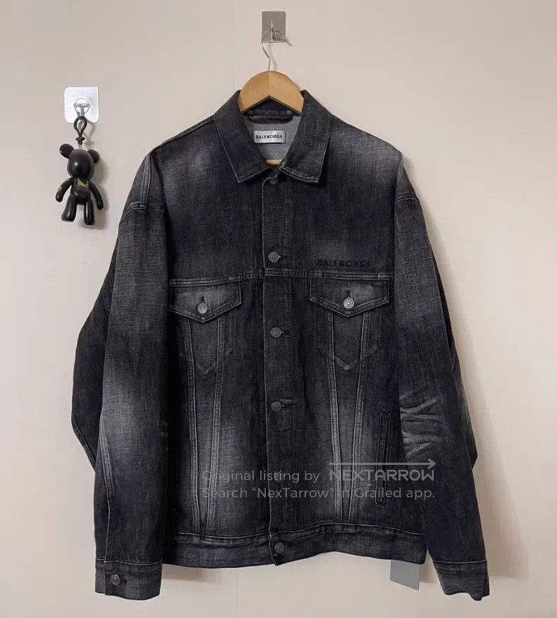 Balenciaga Balenciaga Logo Embroidered Denim Jacket Size XXS / US 00 / IT 34 - 1 Thumbnail