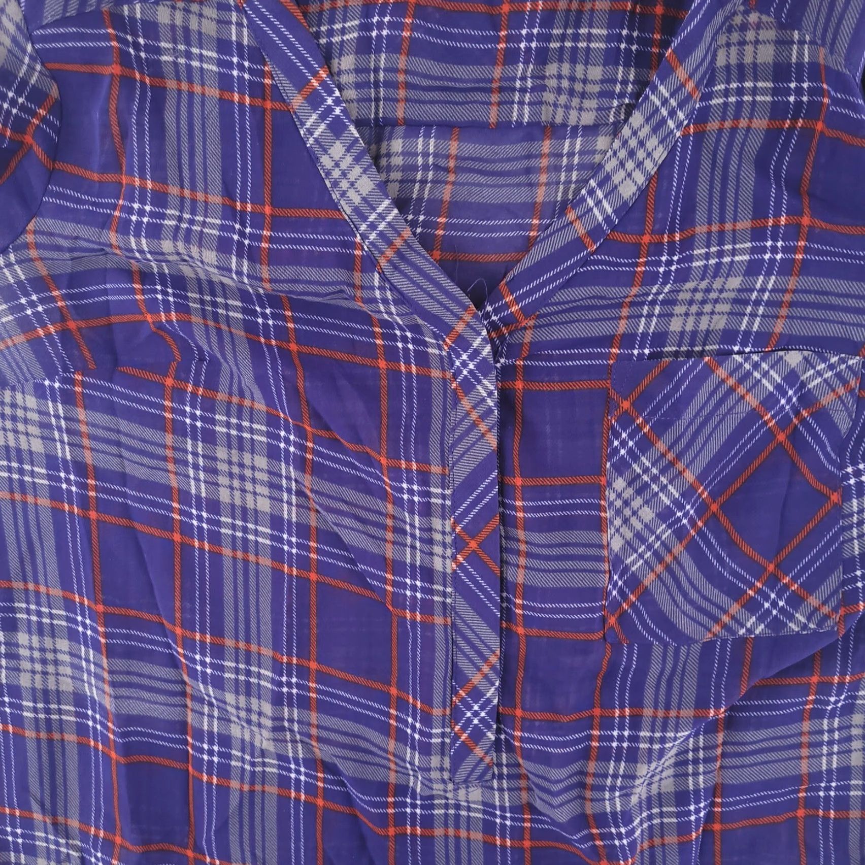 Merona Merona Blouse Shirt Womens Small Purple Sheer Plaid Popover Knit? Size S / US 4 / IT 40 - 7 Thumbnail