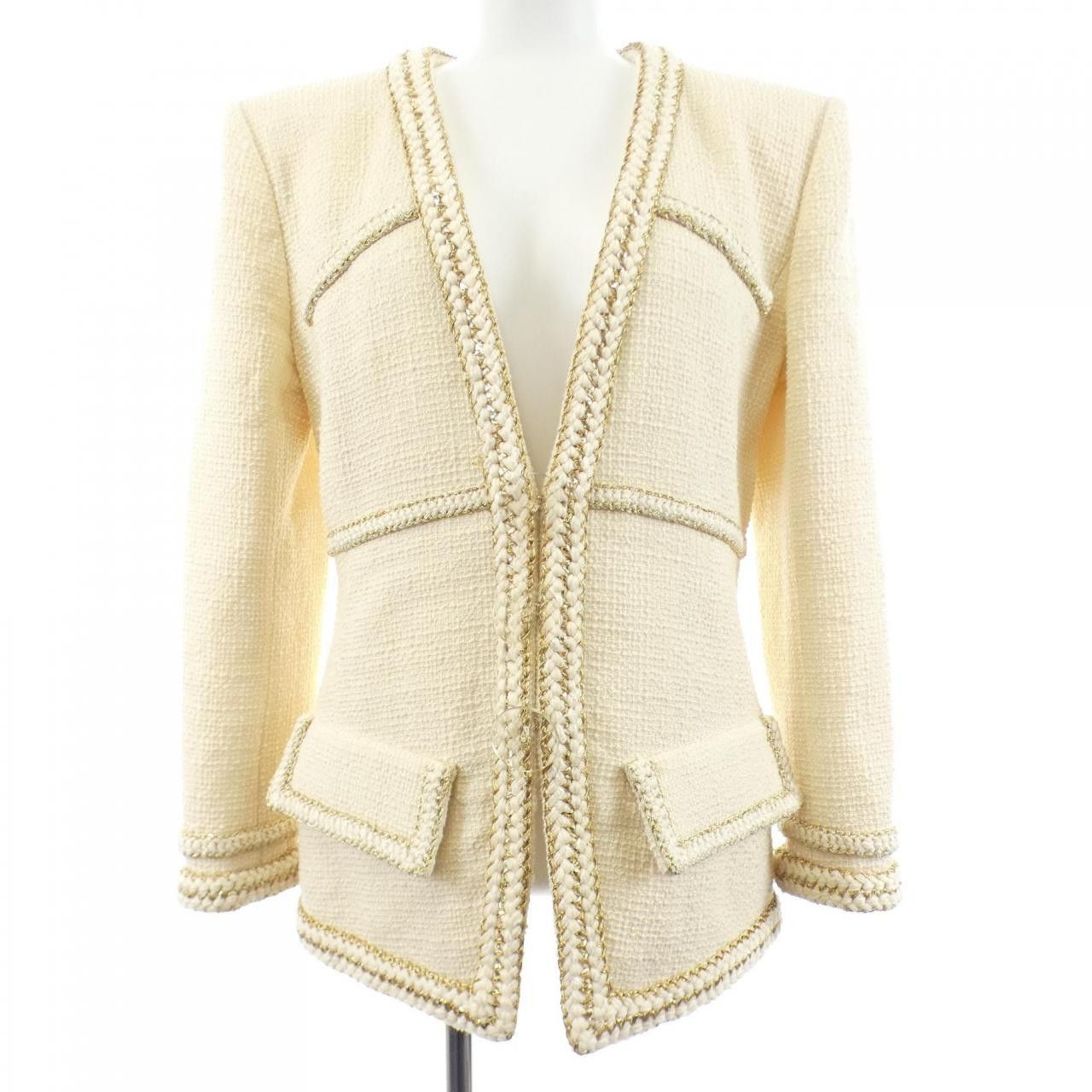 Chanel Chanel Chanel Collarless Jacket Textile Outerwear P56911V30555 DUTY FREE for USA Size ONE SIZE - 1 Thumbnail