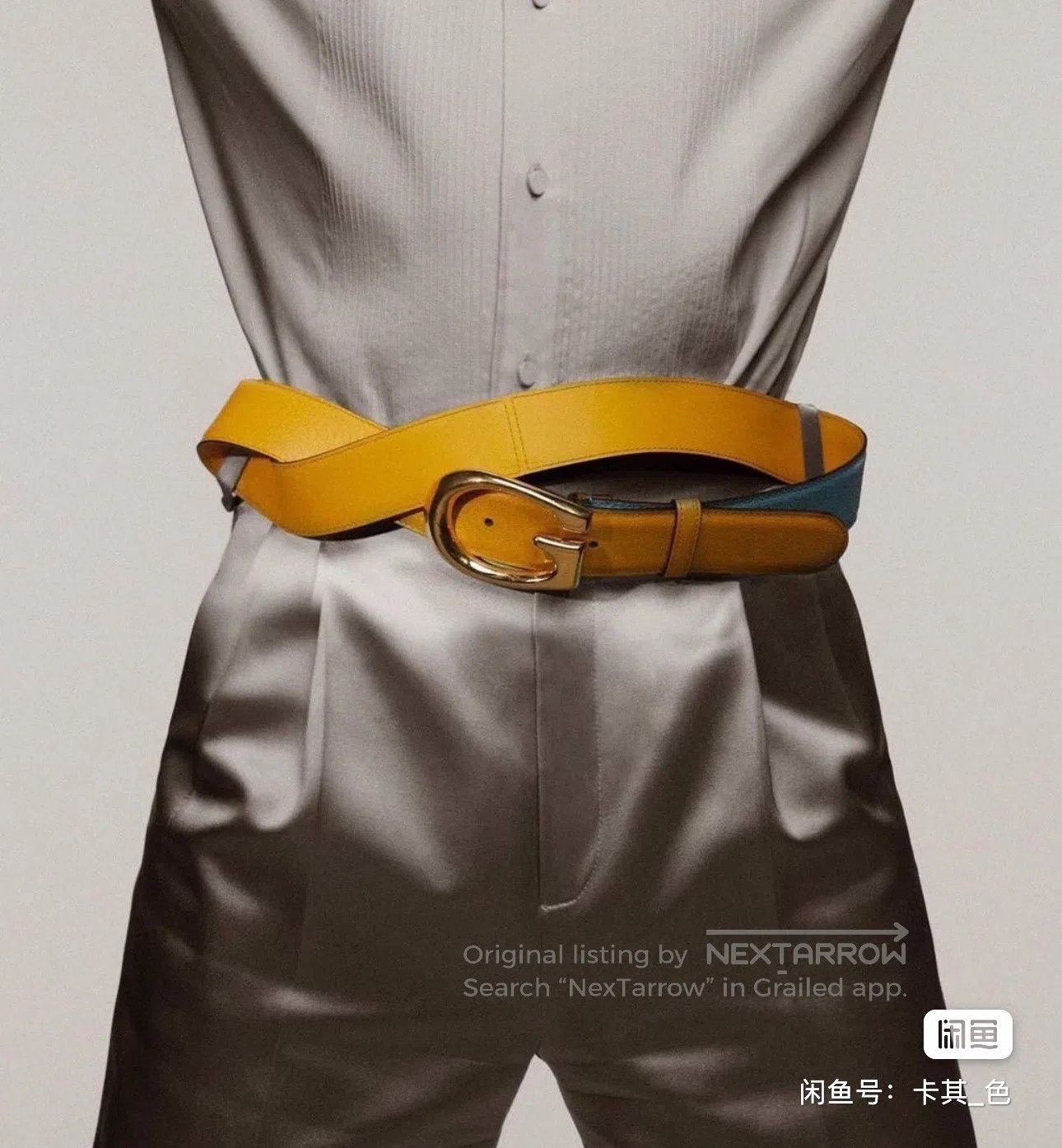 Gucci Guicci size 85 Gold buckle color-blocked waist belt| Size ONE SIZE - 3 Thumbnail
