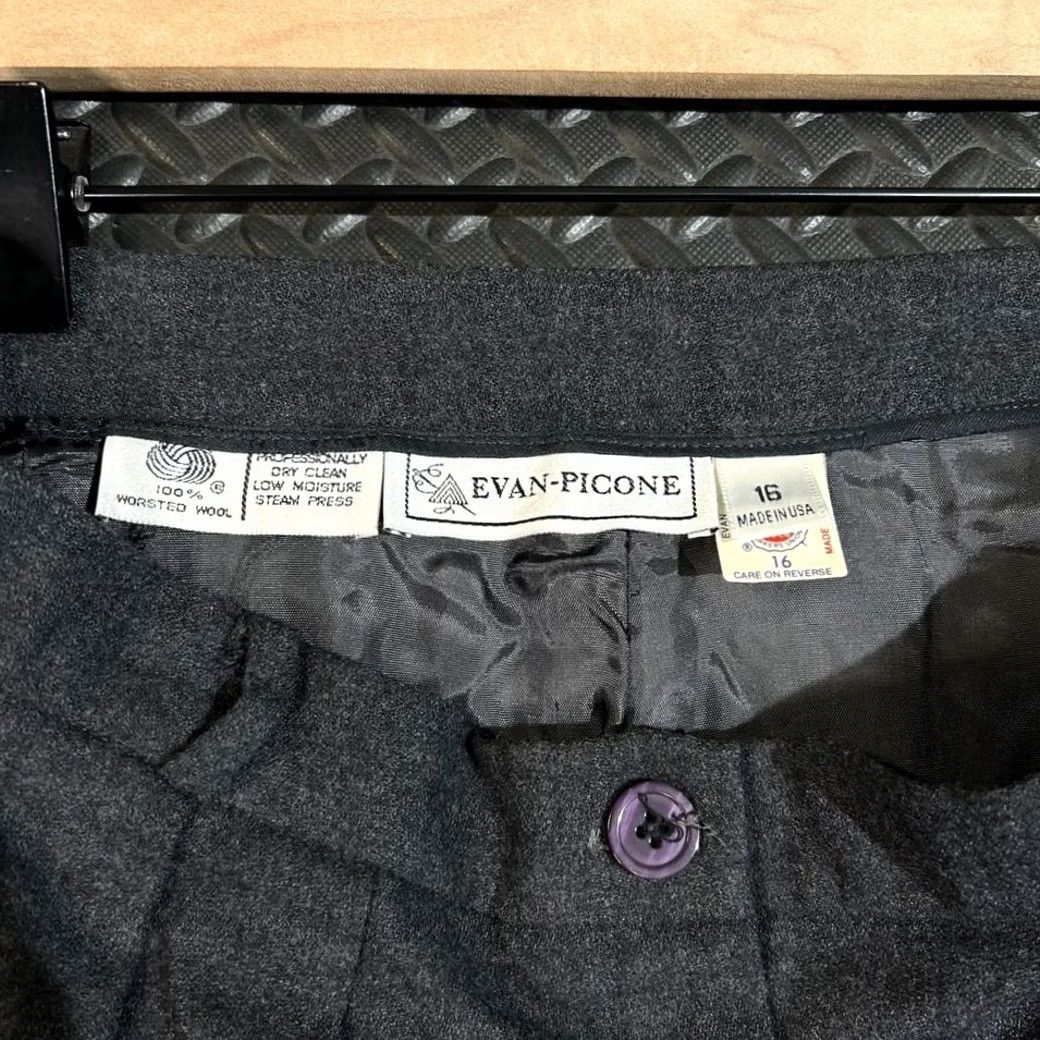 Evan Picone Evan-Picone Dress Pants Women 16W Gray Worsted Wool Straight Leg High Rise Trouser Pants Womens 16W Size 38" / US 16 / IT 52 - 3 Thumbnail
