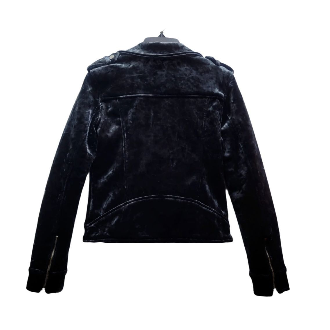 BLANKNYC ❤️BLANKNYC Gray Velvet Moto Jacket Women's S Biker Shinny Si Size S / US 4 / IT 40 - 5 Thumbnail