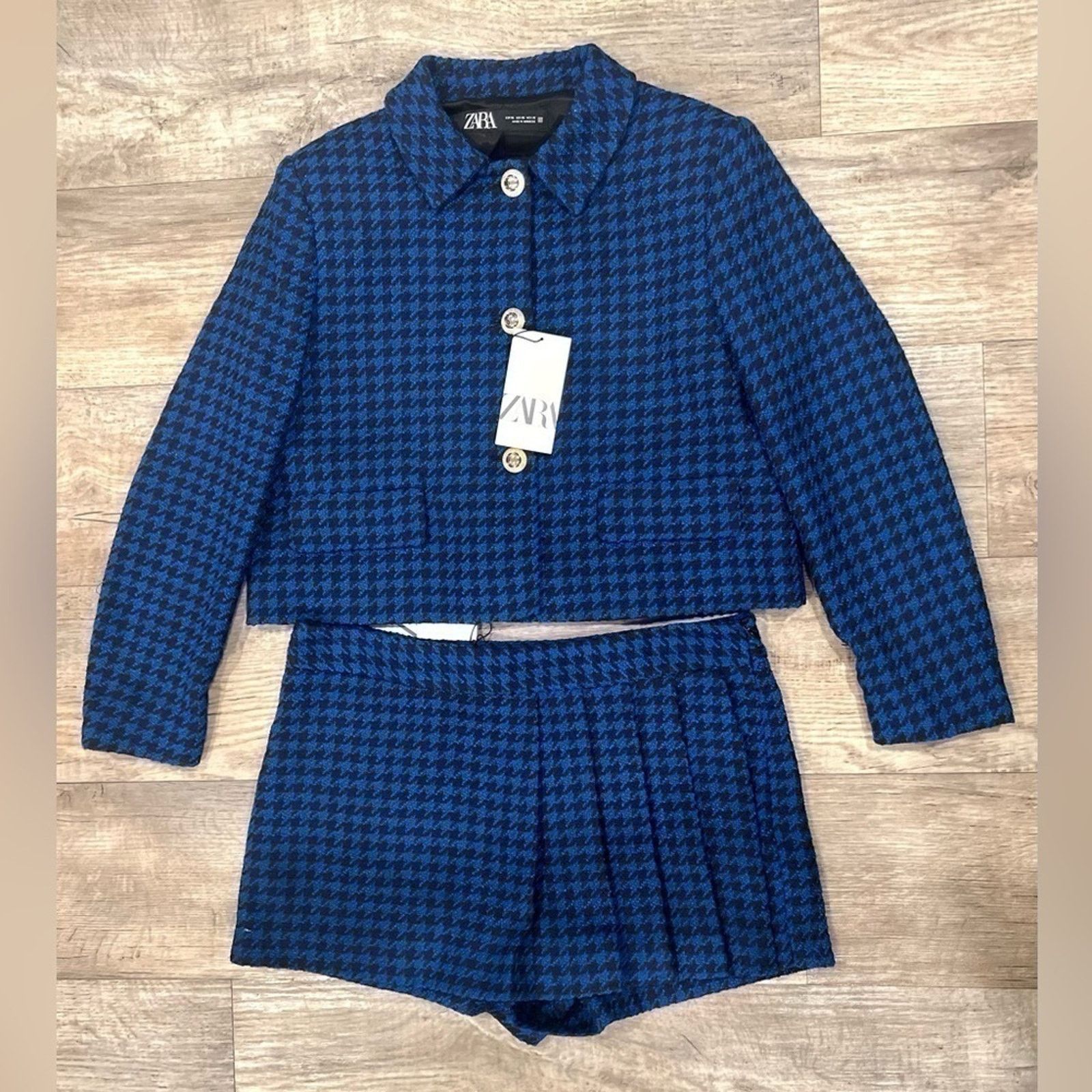 Zara ZARA Houndstooth Blazer + Skort Set NWT L Size L / US 10 / IT 46 - 23 Thumbnail