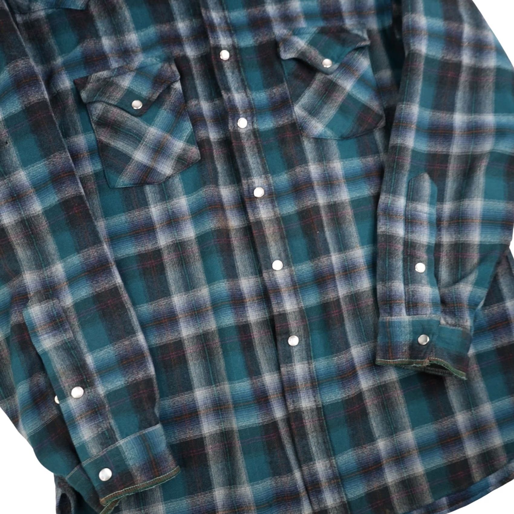 Pendleton VINTAGE Pendleton High Grade Western Wear Shadow Plaid Pearl Snap Wool Shirt Mens XL Blue Size US XL / EU 56 / 4 - 3 Thumbnail