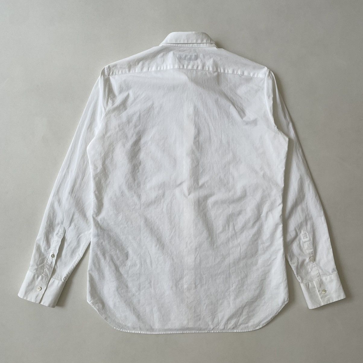 Ann Demeulemeester White Cotton Tonal Striped Shirt Size US M / EU 48-50 / 2 - 12 Thumbnail