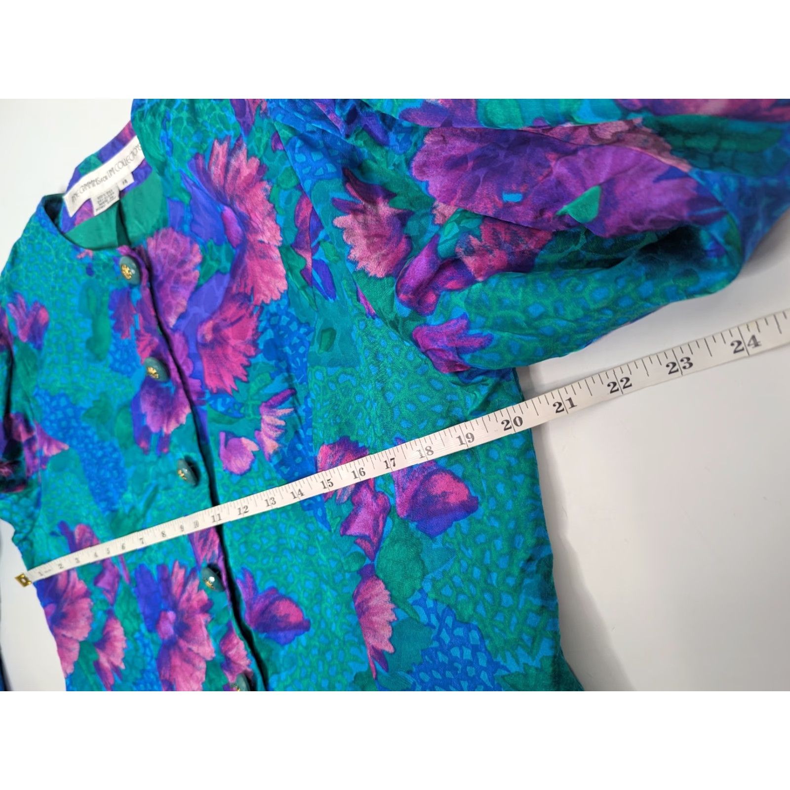 Vintage VINTAGE Anne Crimmins for Umi Collections Purple Floral Silk Button Blouse Sz 14 Size XL / US 12-14 / IT 48-50 - 6 Thumbnail