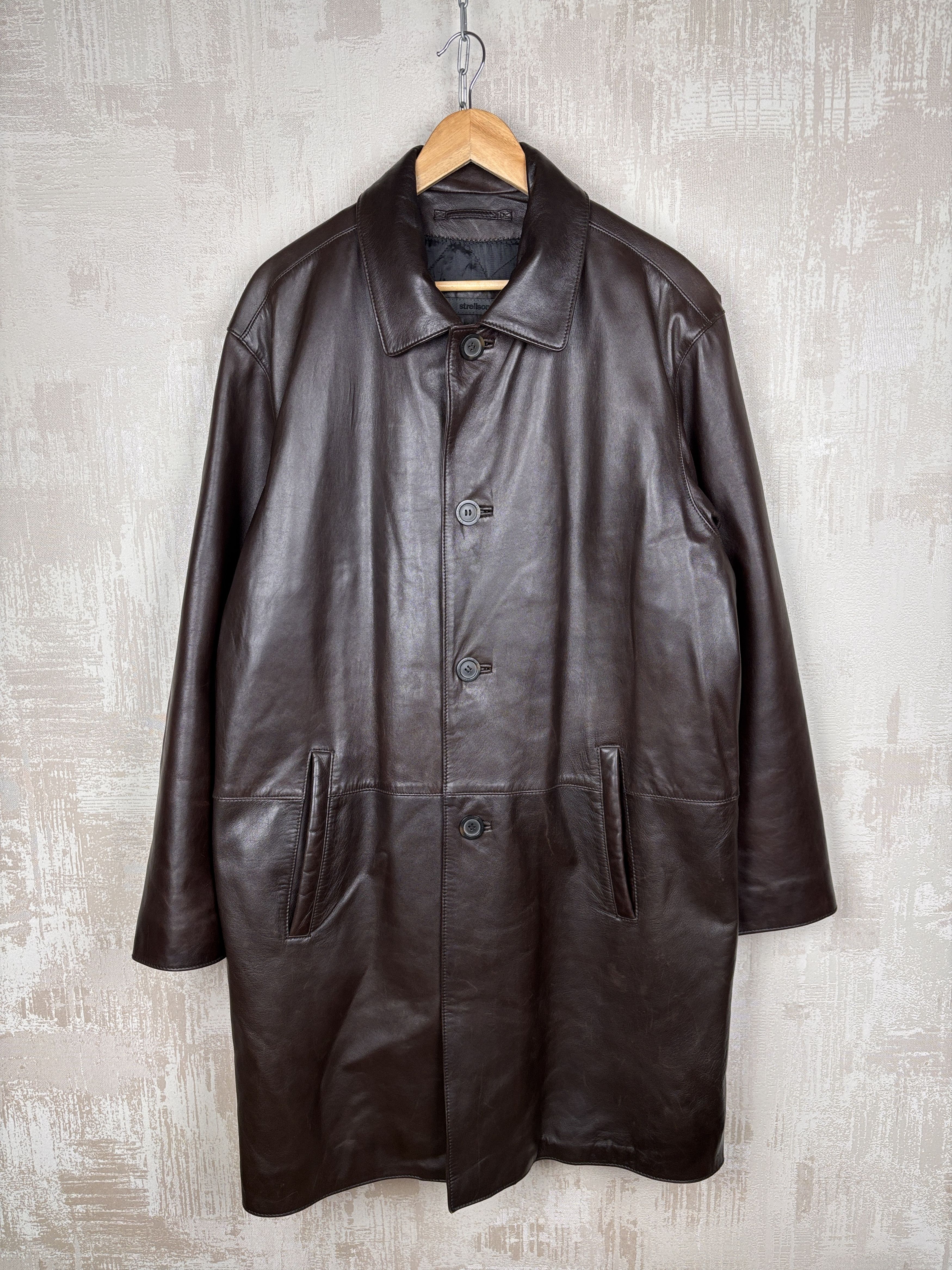 Strellson Strellson Vintage Leather Long Coat Jacket Size 50 Size US L / EU 52-54 / 3 - 2 Thumbnail