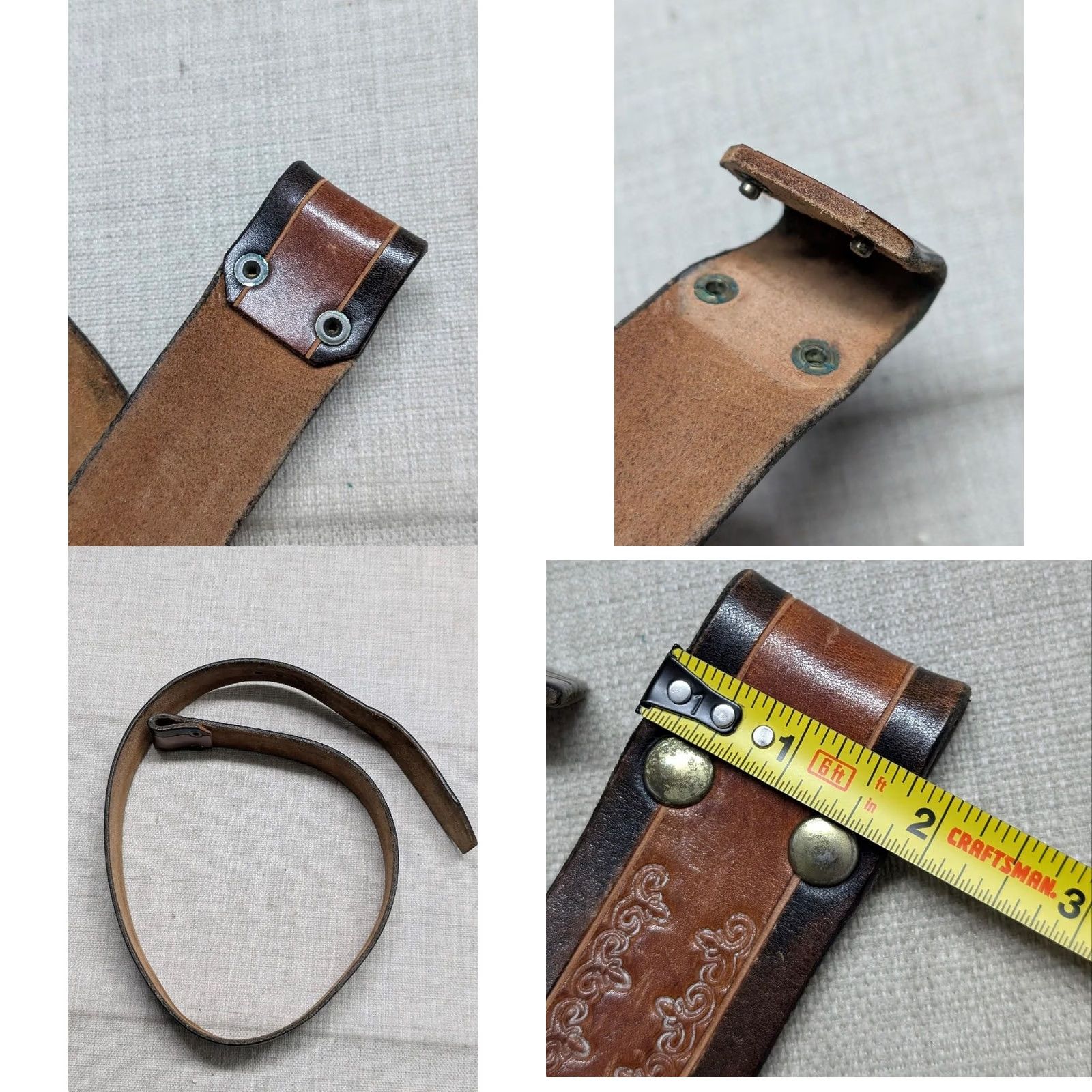 Vintage VINTAGE handcrafted Tooled Western Belt 32 brown leather belt Men XS? Size 32 - 8 Thumbnail