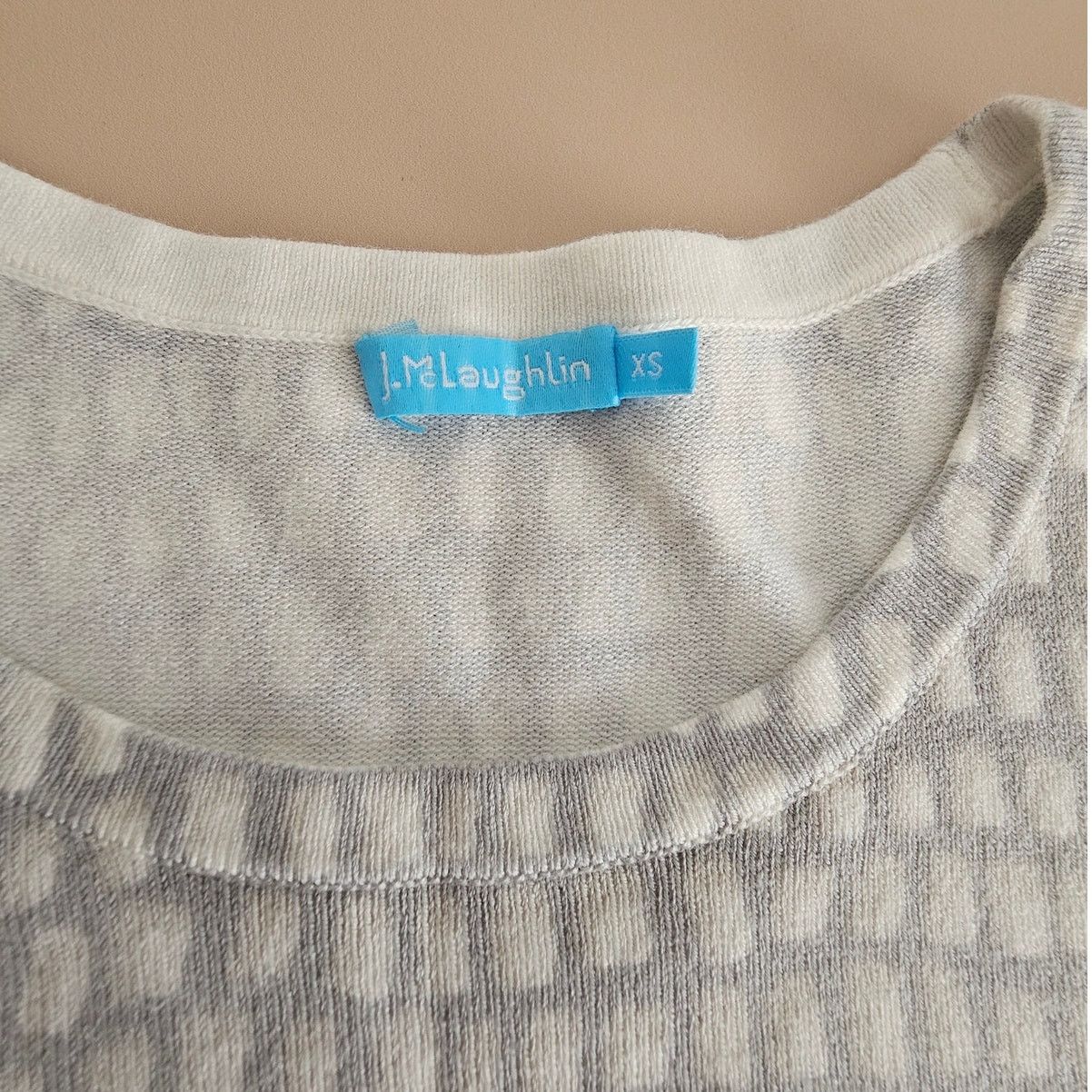 J.McLaughlin J. Mclaughlin Women White/Gray Cotton Blend Crew Sweater XS Size XS / US 0-2 / IT 36-38 - 7 Thumbnail