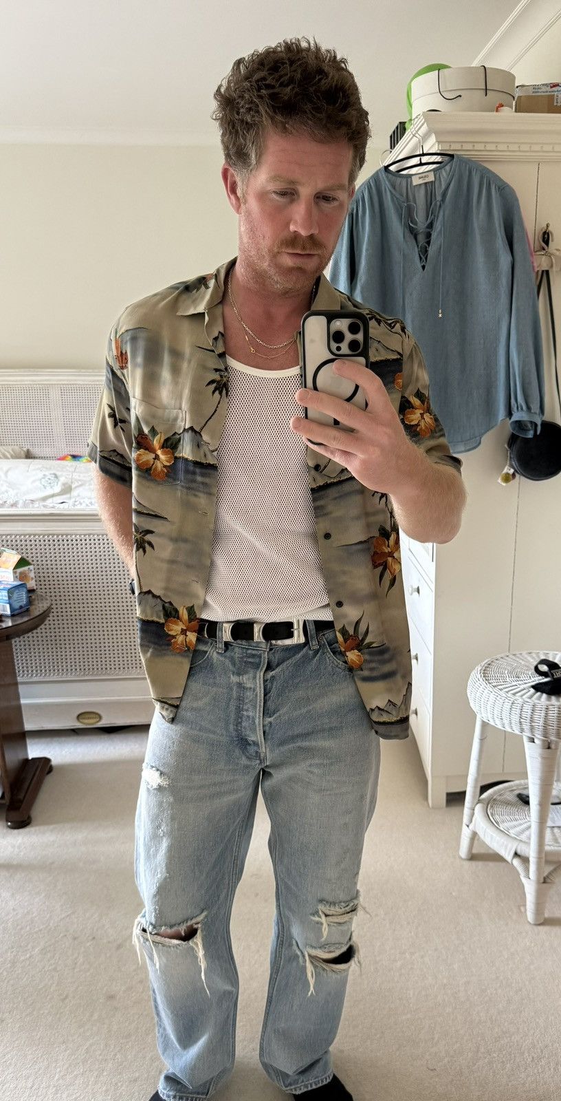 Celine $1.1k SS23 Celine volcano Hawaiian palm tree camp shirt Hedi Size US M / EU 48-50 / 2 - 2 Thumbnail