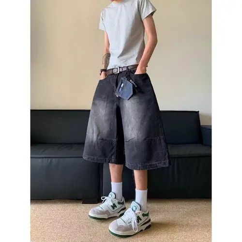 Japanese Brand × Jean American style washed distressed straight denim shorts Size US 32 / EU 48 - 4 Thumbnail