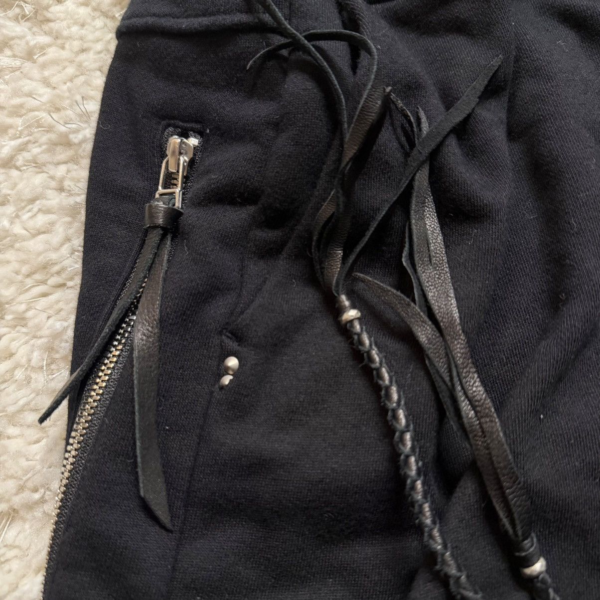 KMRii KMRii Black Joggers Pants with Goat leather Accessories Size US 30 / EU 46 - 6 Thumbnail