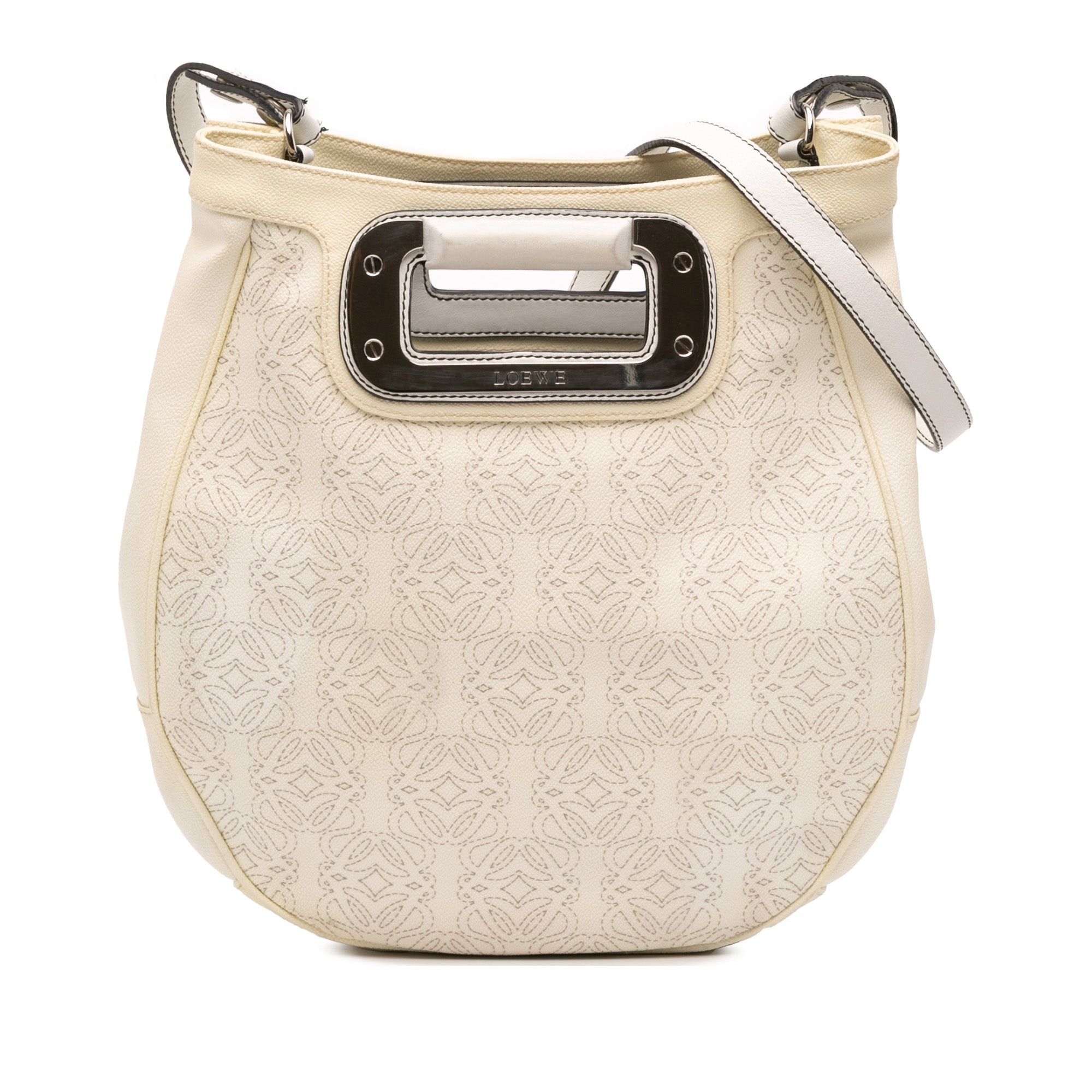 Loewe Anagram Leather Satchel in White, Women's