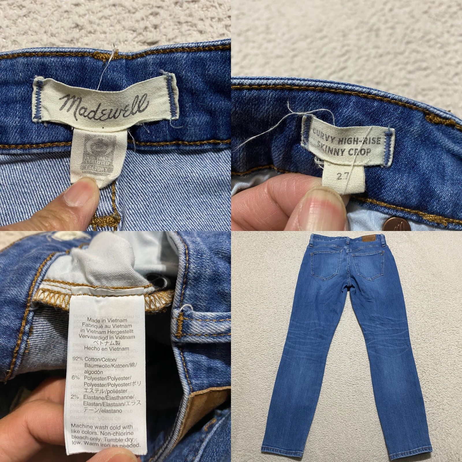 Madewell Madewell Jeans Womens Blue Denim High Rise Skinny Crop Distressed 27 Regular 5-Pocket Style Womens Jeans Size 27" / US 4 / IT 40 - 8 Thumbnail