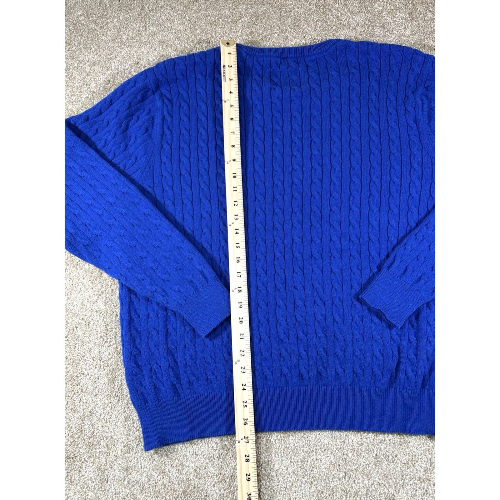 Vintage St. John's Bay Sweater Mens XL Blue Cable Knit Crewneck Pullover Size US XL / EU 56 / 4 - 7 Thumbnail