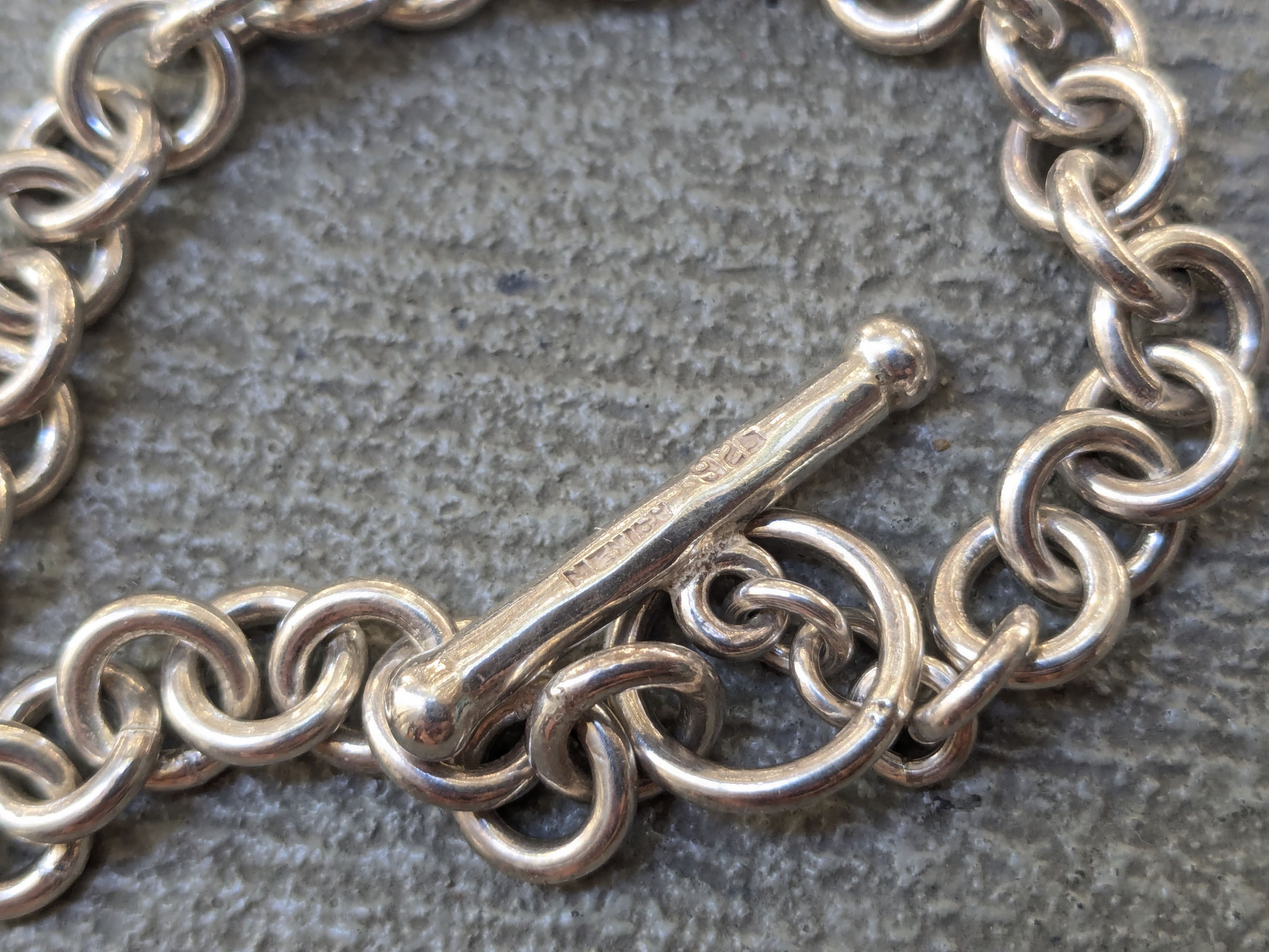 Jewelry Vintage Sterling Silver Bracelet Rolo Round 7.5" Chain Link Size ONE SIZE - 5 Thumbnail