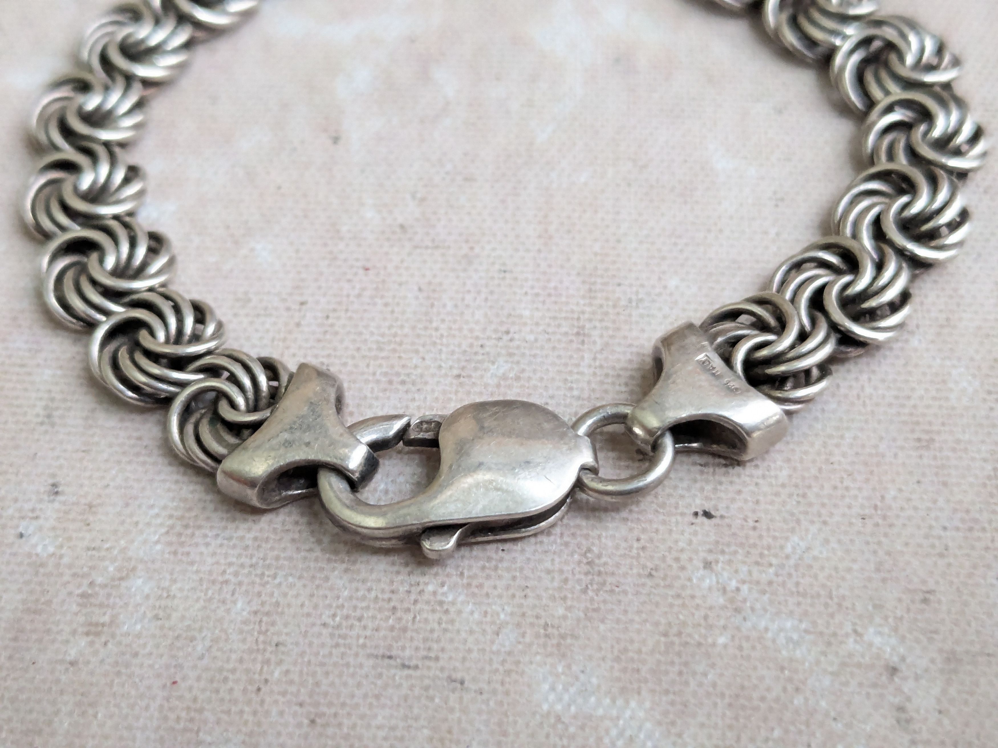 Jewelry Vintage Sterling Silver Bracelet Rosetta 6.5" Italy Size ONE SIZE - 5 Thumbnail