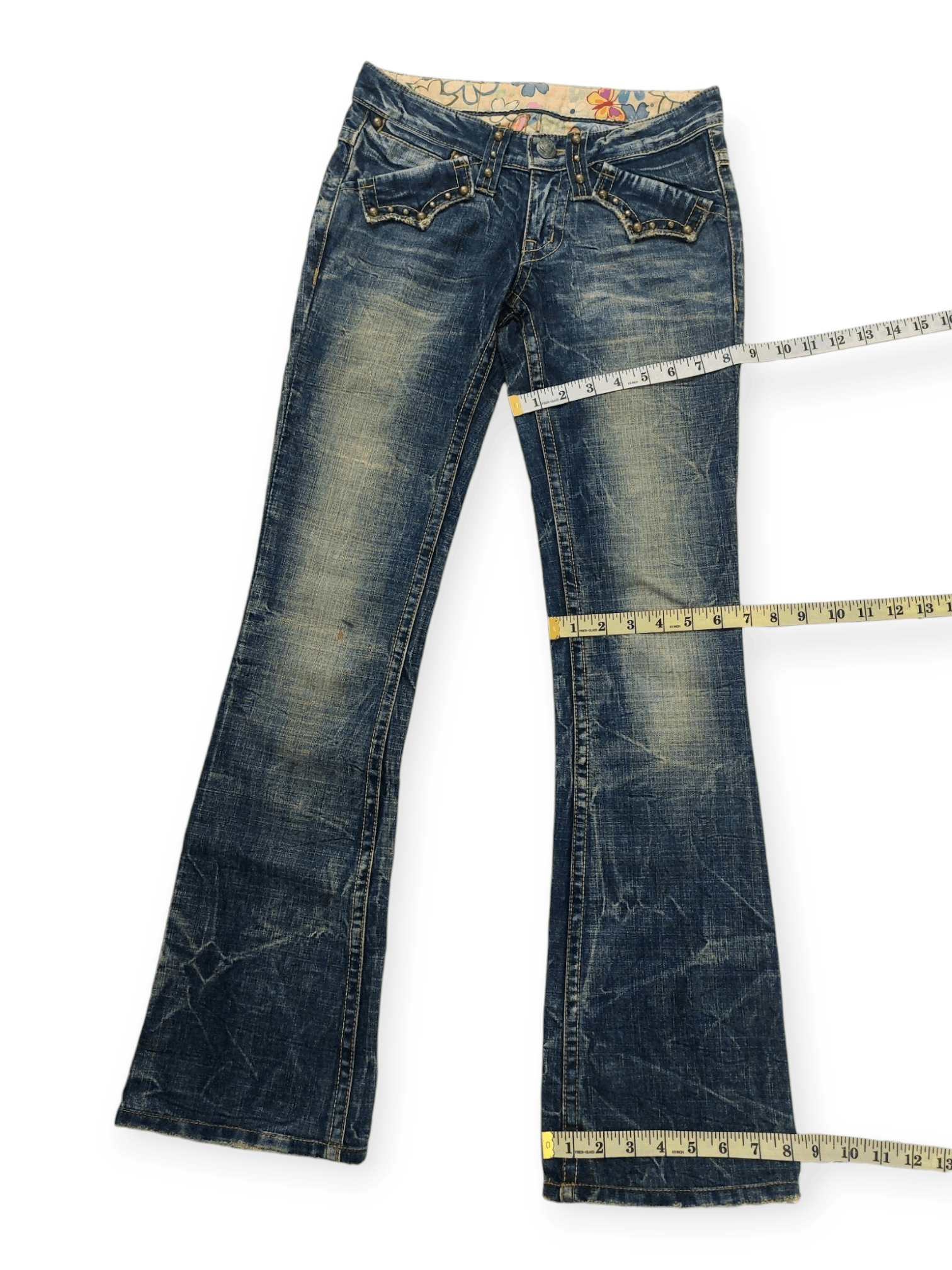 Vintage Flare 73 Seventy Threes Studded Punk Denim Size 26" / US 2 / IT 38 - 14 Thumbnail