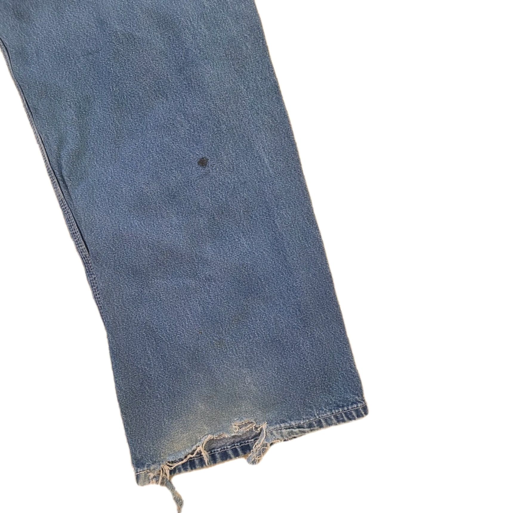 Carhartt VINTAGE Carhartt Carpenter Jeans Pants 42x32 Blue Denim Workwear 90s Grunge Hip Hop USA Mens Carhartt B73 DST Leather Logo Distressed Size US 42 / EU 58 - 5 Thumbnail