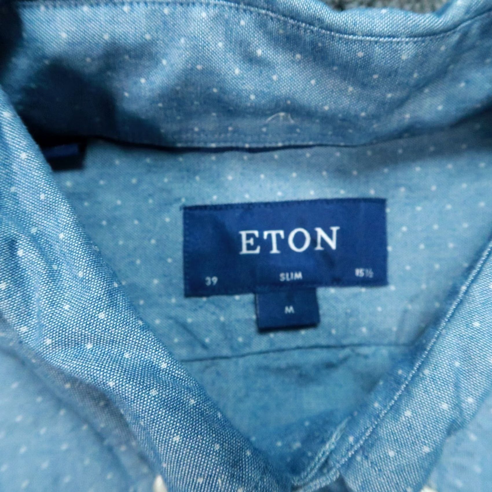 Eton VINTAGE Eton Shirt Mens Medium Blue Slim Fit Polka Dot Long Sleeve Button Up Size US M / EU 48-50 / 2 - 3 Thumbnail