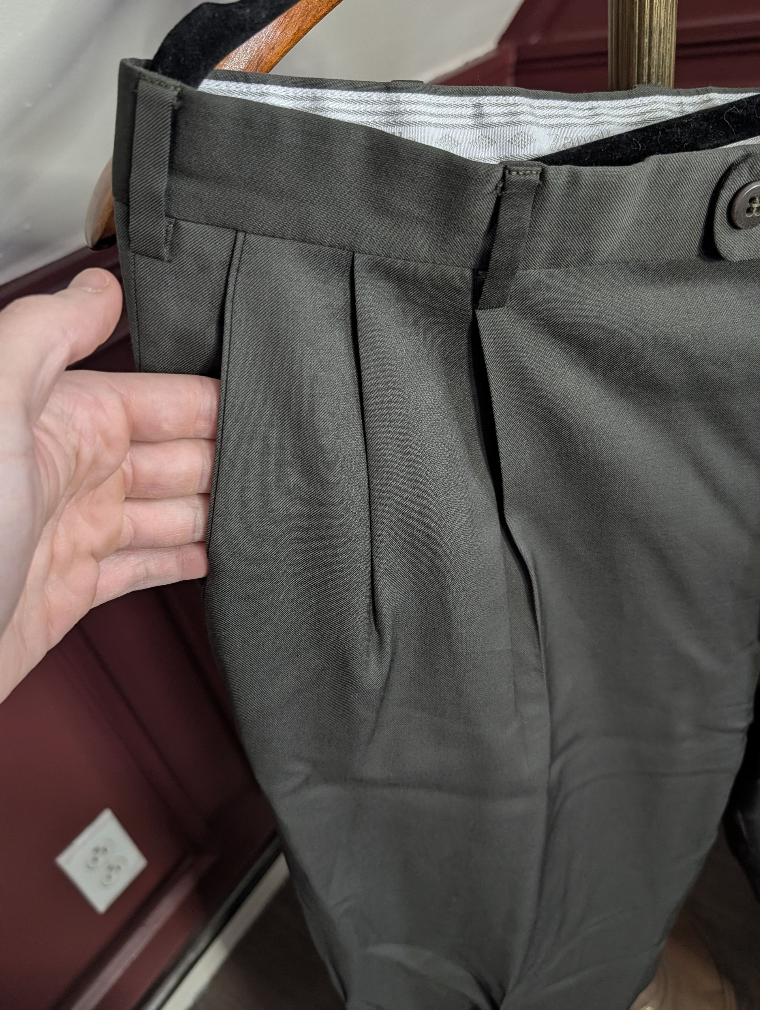 Zanella Dark green virgin wool Italian pants for Nordstrom Size US 35 - 6 Thumbnail