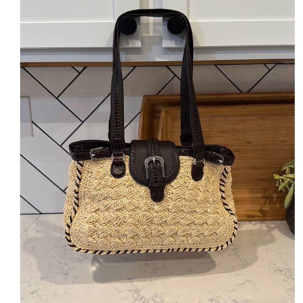 Brighton BRIGHTON Patience Straw Leather Handbag Shoulder Satchel Bag Size ONE SIZE - 1 Thumbnail