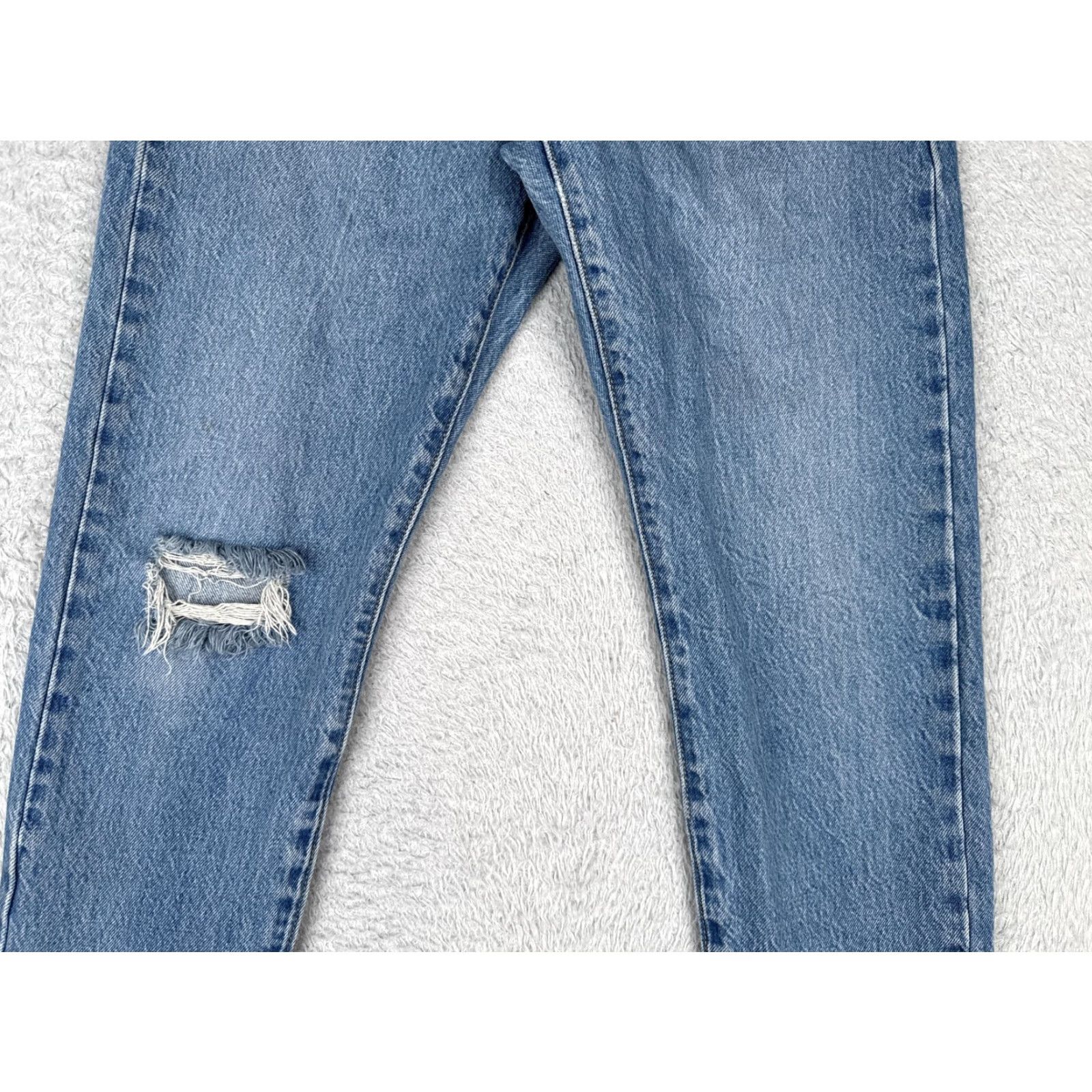 Levi's Levi's Wedgie Fit Jeans Women 27 Blue Distressed Button Fly High Rise Straight 5-Pocket Denim 100% Cotton Midi Blue Size 27" / US 4 / IT 40 - 3 Thumbnail